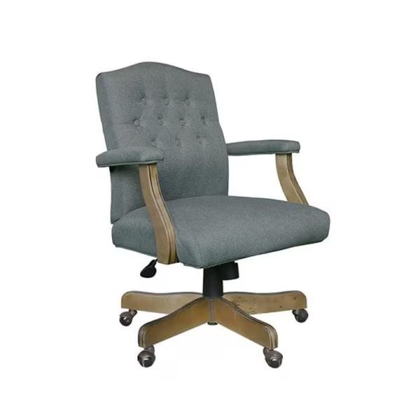 Boss Office Products B906DW-MG Executive Mid Balck Medium Grey Linen Chair; Medium Grey, Boss Office Products, Mfr#: B906DW-MG